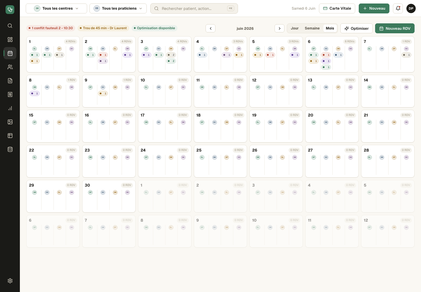 Agenda vue mois